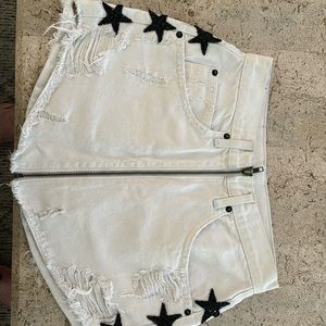 Carmar white denim skirt with blue stars